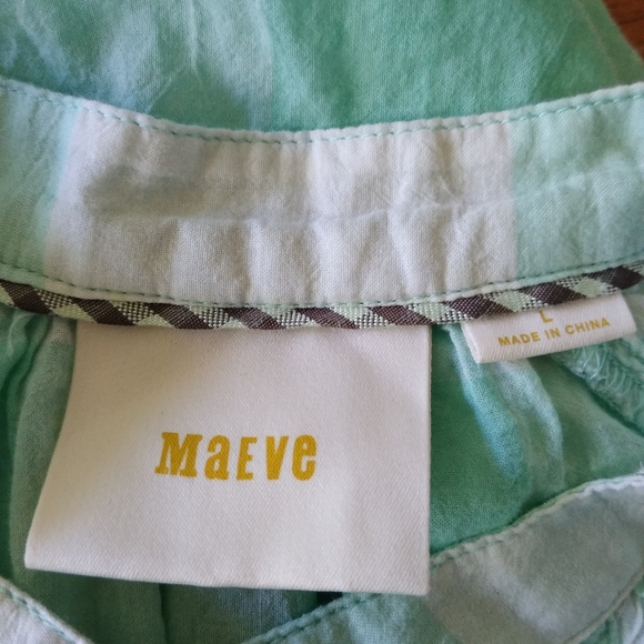 Anthropologie MAEVE Gingham button down Top green - Picture 7 of 8